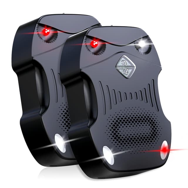 Morole Marderschreck Auto-Frei Mobil Marderabwehr mit Blitzlicht | 12V Autobatterie & AA-Batterie & USB