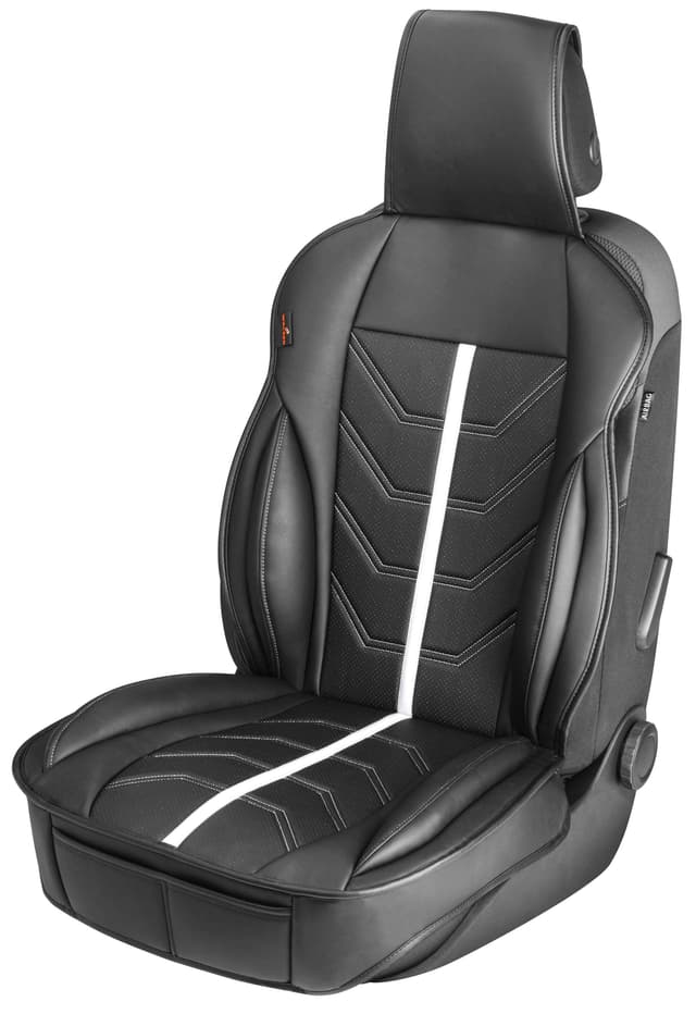🏎️ Walser Premium Sitzauflage Auto Kimi - Sitzschoner Auto Schwarz/Weiß