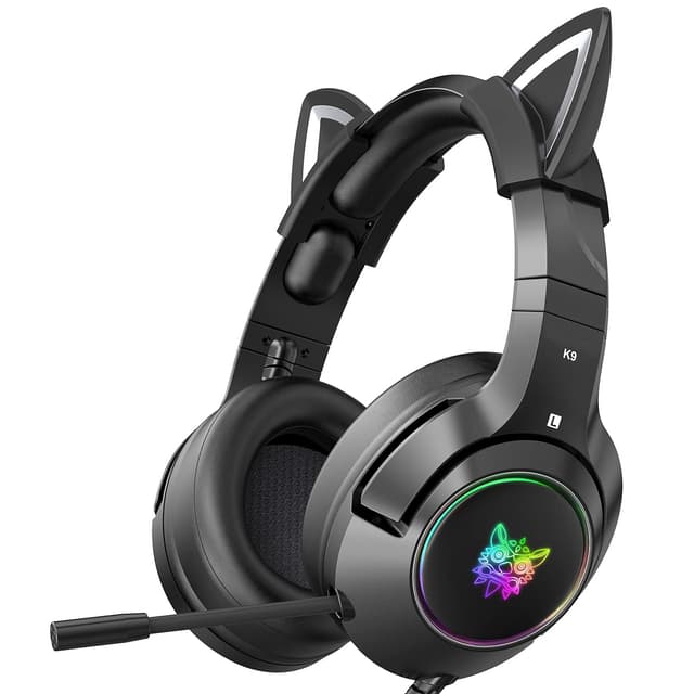 PHNIXGAM Gaming-Kopfhörer für PS4, PS5, Xbox One X/S (Ohne Adapter), 3.5mm Kopfhörer mit abnehmbaren Katzenohren, Mikrofon, RGB, Surround-Sound für PC, Mobiltelefon (Schwarz) 🎧🎮