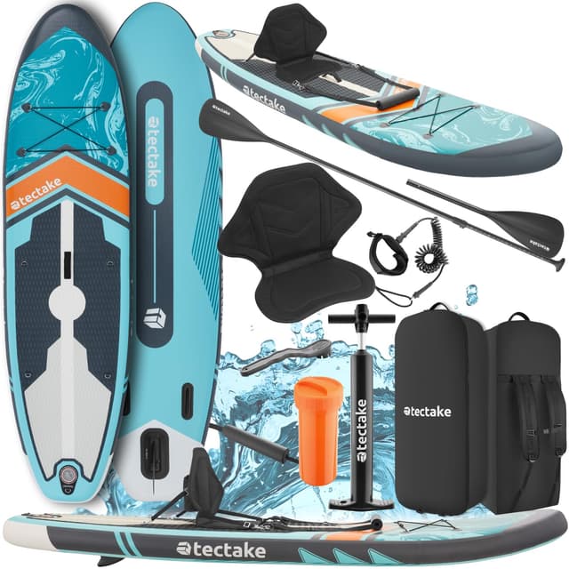 Tectake® Aufblasbares Stand Up Paddle Board SUP Deluxe 🌊🚣‍♂️
