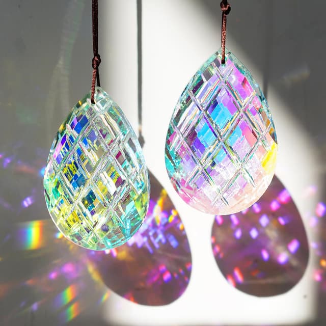 HDCRYSTALGIFTS Kristall-Sonnenfänger-Prismen 🌈 2 Stück
