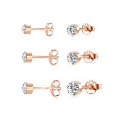 Silber Ohrstecker Set für Frauen 👸💎 925 Sterling Silber, hypoallergen, AAAAA Clean Cubic Zirkonia Rosegold