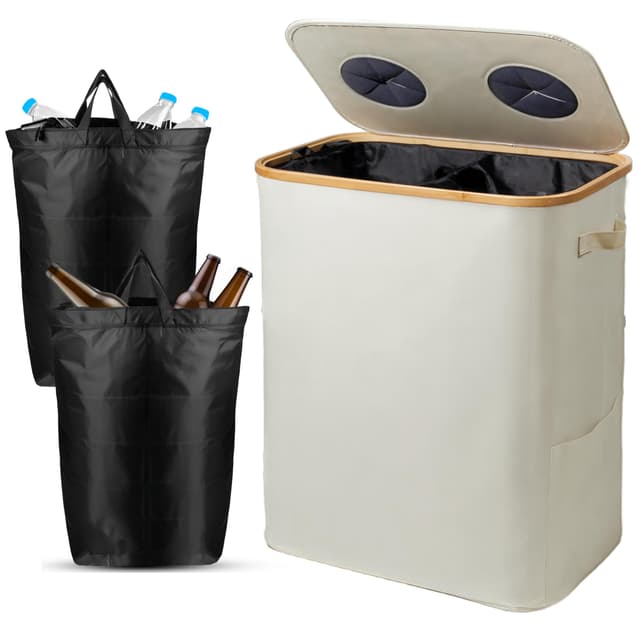 SYLANDO 140L Pfandflaschen Sammelbehälter mit Deckel & XXL Tragetaschen 🌿🛡️