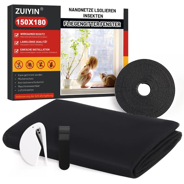 ZUIYIN Fliegengitter Fenster - Insektenschutz Fenster - 150x180cm