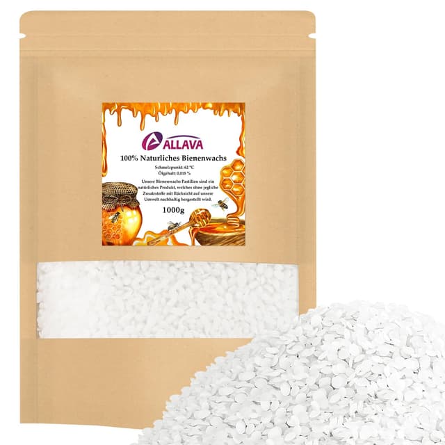 ALLAVA Kerzenwachs 1000g Bienenwachs Paraffinwachs 🕯️🐝