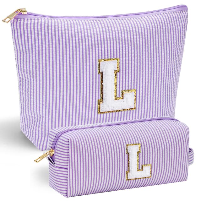 Personalisierte Kosmetiktasche für Damen und Mädchen 💄🎁 - Geburtstagsgeschenk für Frauen in Lila Buchstaben