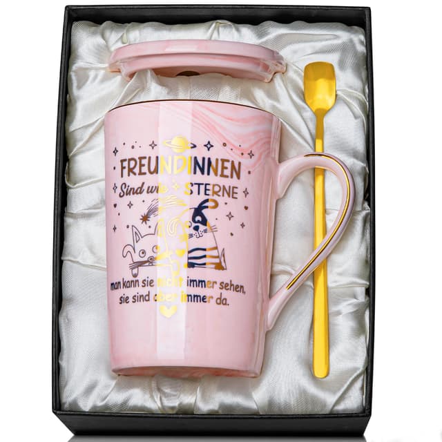 Beste Freundin Geschenke: Tasse Mit Exquisiter Geschenkbox Rosa 14oz Rosa - Einzigartige Geschenkideen für Freundin 🎁