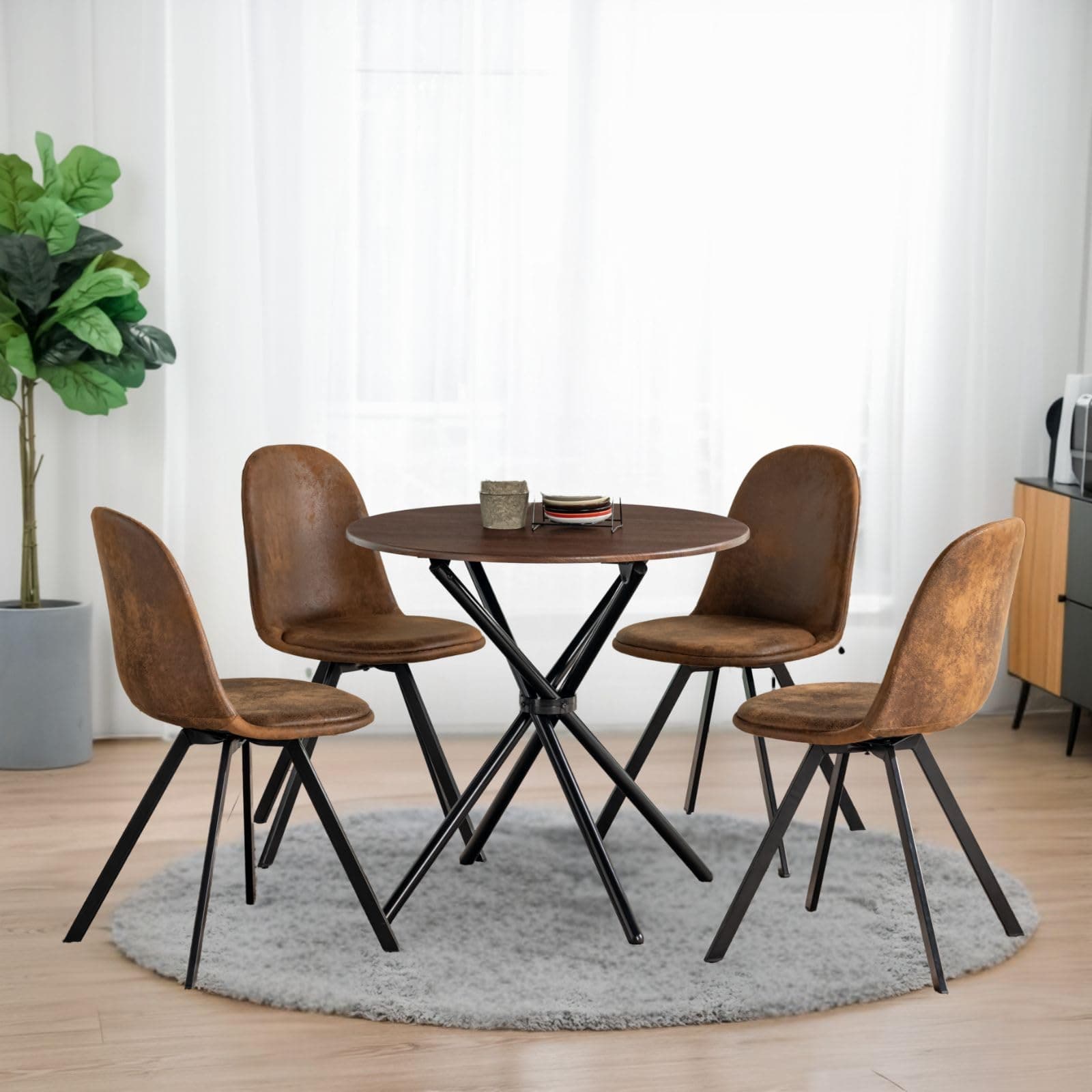FurnitureR Runder Esstisch mit 4 Stühlen 🪑🍽️