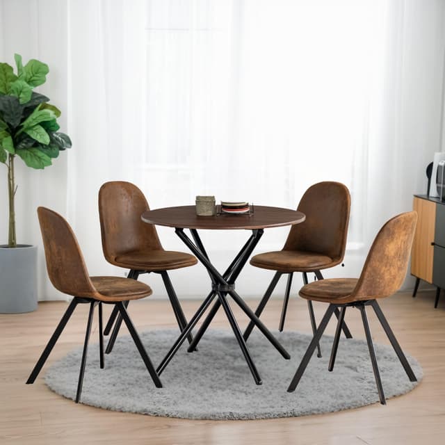 FurnitureR Runder Esstisch mit 4 Stühlen 🪑🍽️
