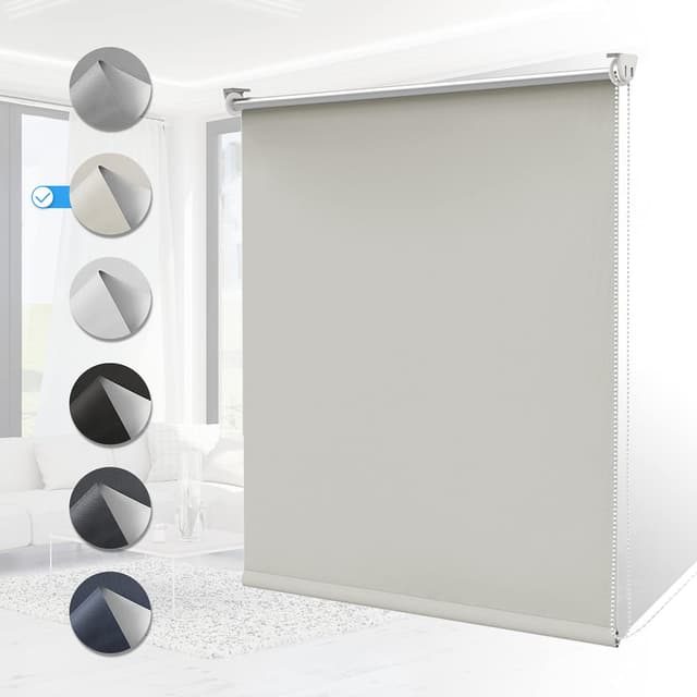 Verdunklungsrollo ohne Bohren B95 x H200 cm Creme Thermo Rollo Klemmfix