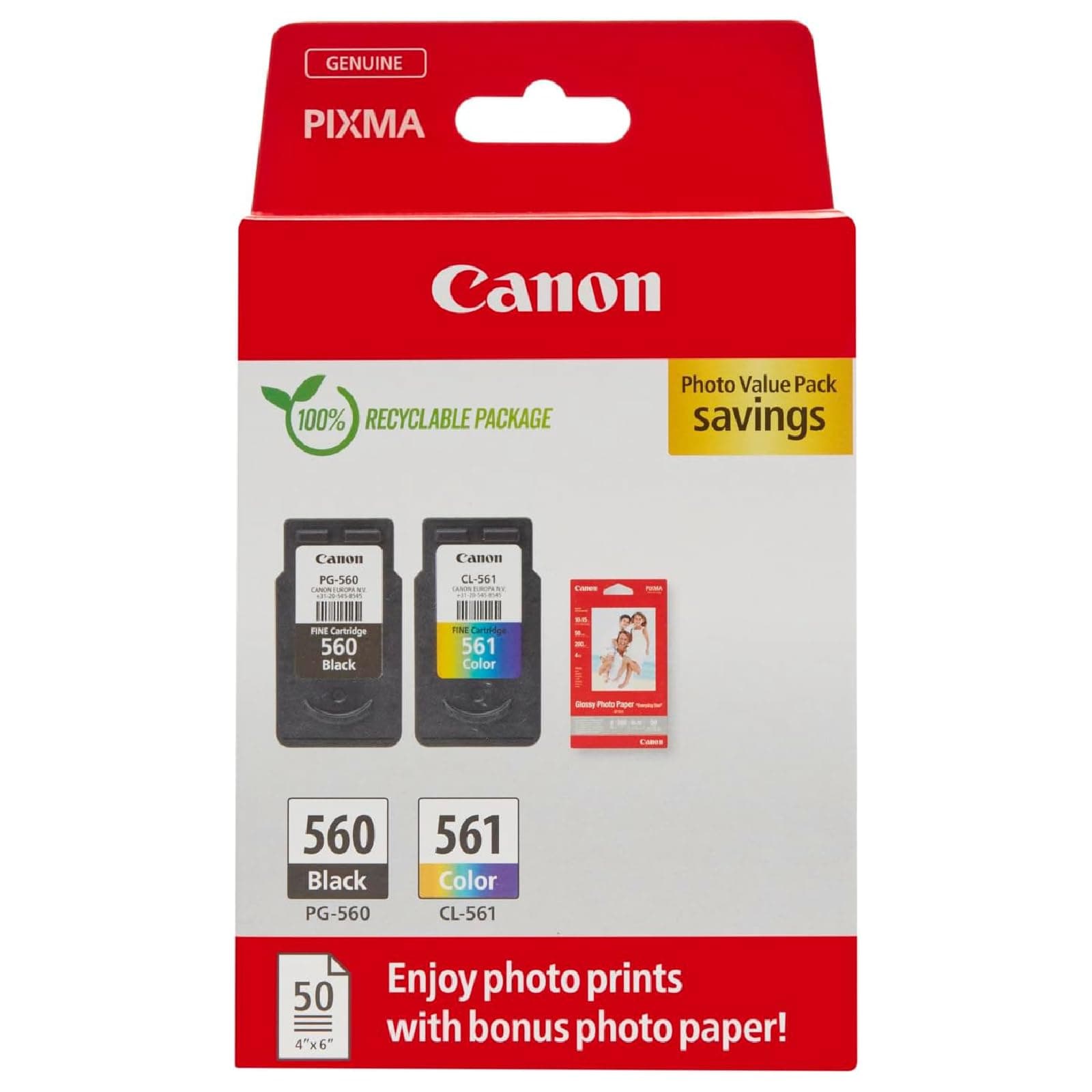 Canon Tinte & Papier Multipack - PG-560/CL-561 Original Drucker Tintenpatronen 2er-Pack 🖨️📸