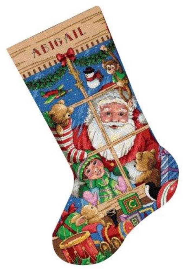 Dimensions Santa's Toys Zählmusterpackung mit Zählmuster, Wolle, Mehrfarbig Weihnachtsmann-Spielzeugstrumpf 🎅🎁