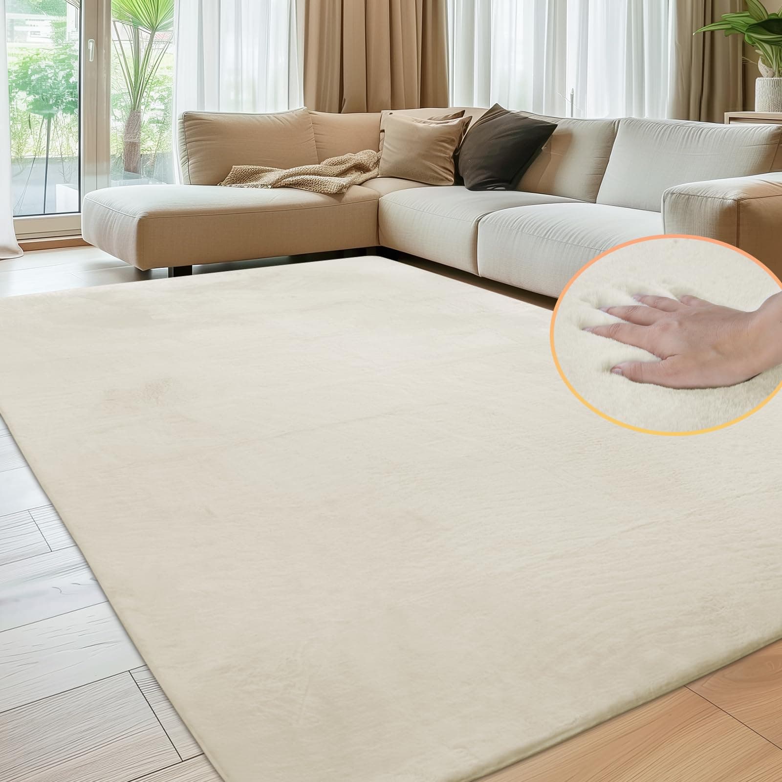 Flauschiger Teppich im Kaninchenimitat 🐰 - Modernes Design für Ihr Zuhause