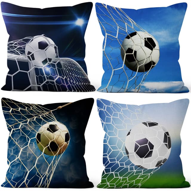 Fußball Dekorativ Kissenbezug Set 🌟 4 Stück 41x41cm 🛋️