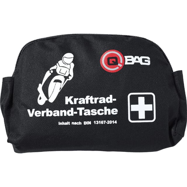 🏍️ QBag Erste-Hilfe-Verbandtasche DIN 13167-2014 – Kompakt – Für Motorrad schwarz 🚑