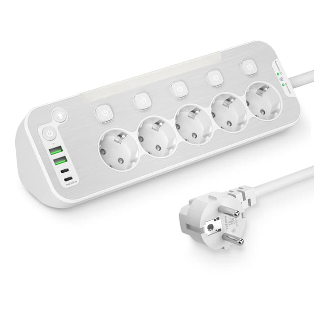 Steckdosenleiste Einzeln Schaltbar mit USB C | Ecksteckdose für Küche