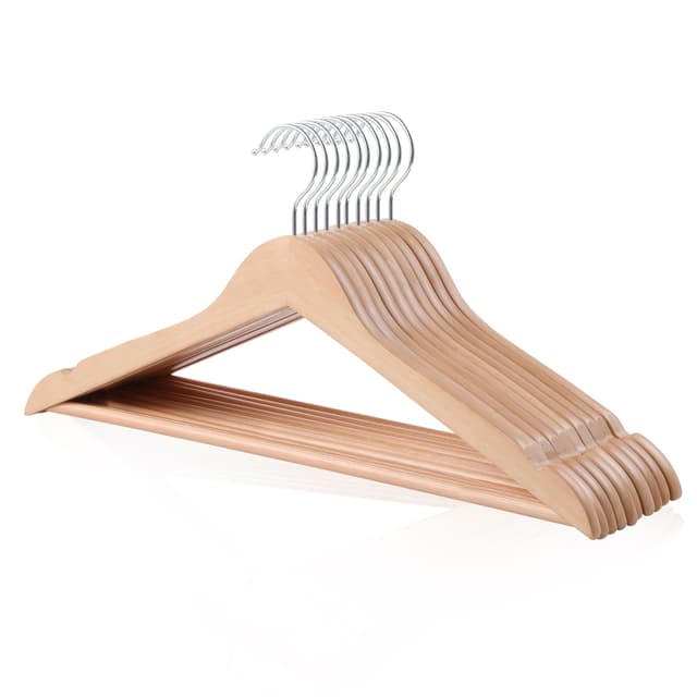 👔🌿 Amazon Basics Holz-Kleiderbügel für Anzüge, 44x22cm, Natürlich, 10er-Pack - Spezialangebot!