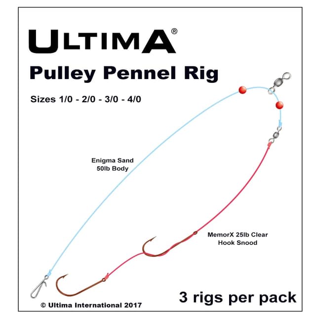 🎣 ULTIMA Pulley Pennel 2 Hook Sea Rig 2/0 Clear / Sand 🌊