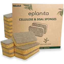 Eplanita Natur Zelluloseschwamm und Sisalschwamm (12er-Pack) - Bio Reinigungsschwamm