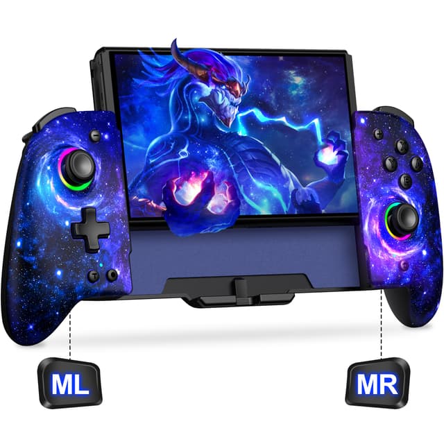 🎮 Elegamefy Handheld Switch Controller mit coolen Lichtern und Turbofunktion