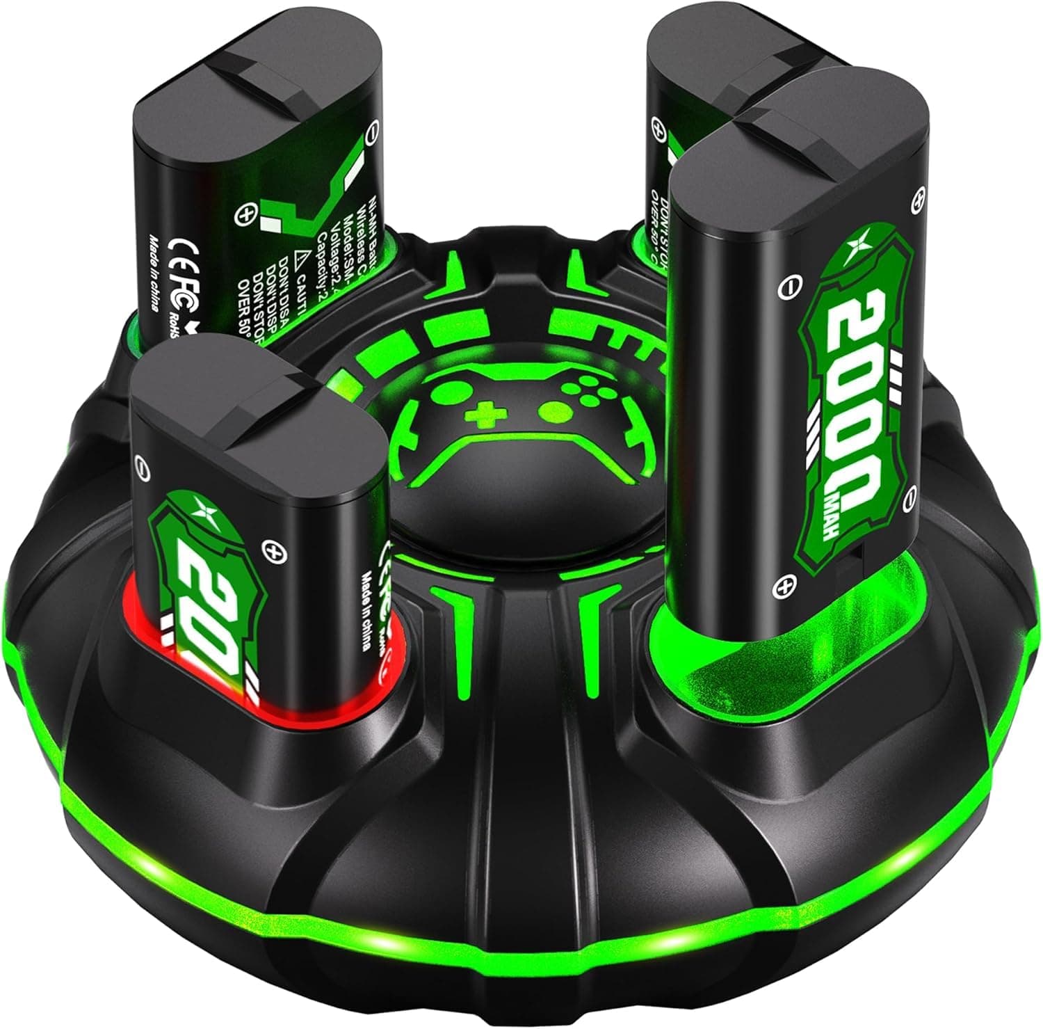 4x2000mAh Akku Farbenfrohe Ladestation für Xbox One/Xbox Series X/S