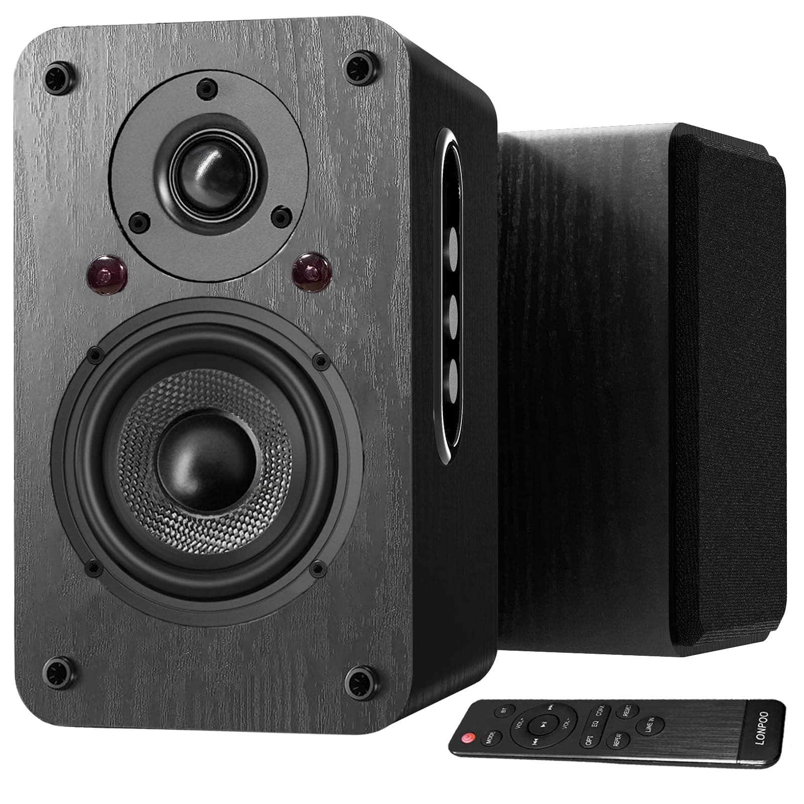 🔊 LONPOO Aktiv Regal-Lautsprecher Paar,100W RMS Aktivlautsprecher mit 4-Zoll Kohlefaser-Tieftöner!