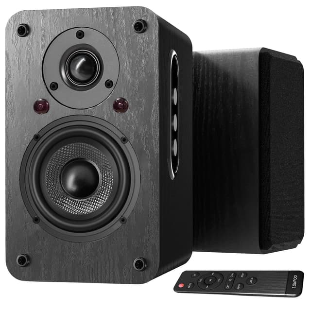 🔊 LONPOO Aktiv Regal-Lautsprecher Paar,100W RMS Aktivlautsprecher mit 4-Zoll Kohlefaser-Tieftöner!