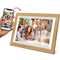 Cytem 10.1 Zoll Digitaler Bilderrahmen | WLAN | 32GB | Bewegungssensor | 16:10 IPS Display | Touch-Screen | Mittelbraun Holzoptik Angebot bei HelloDeals