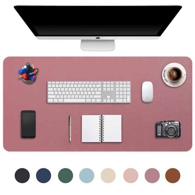 DOBAOJIA Erweitertes Mausepad Große Mausmat XXL Schreibtischmatte Schreibtischunterlage für Laptop/Tastatur/Maus Schreibblock, PU Leder Wasserdicht + Wildleder rutschfest 90 x 43cm (Dunkelpink) 🖱️🖥️🌸