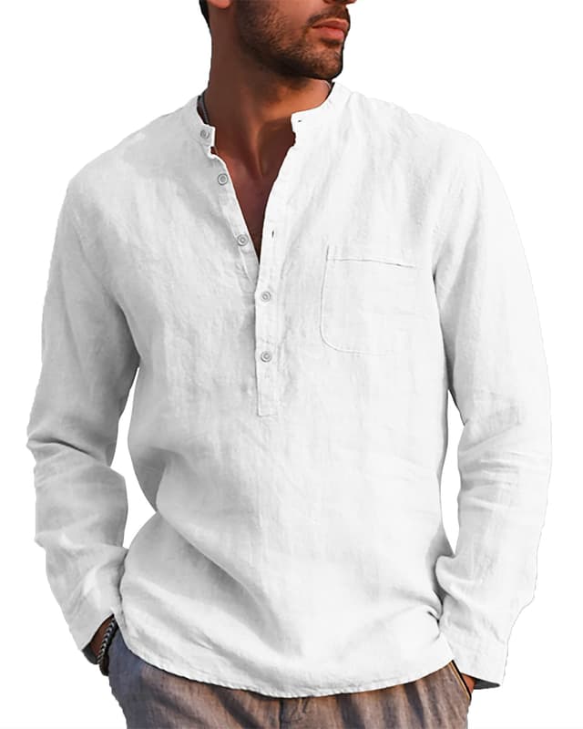 LVCBL Hemd Herren Langarm Henley Sommerhemd Herren 🌞👔