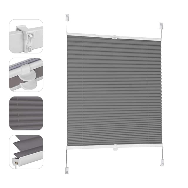🌞🏠 Sekey Plissee ohne Bohren Verdunkelung - 50x120cm Dunkelgrau B50 x H120 cm