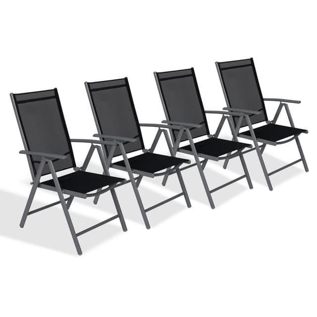 CCLIFE Gartenstühle Alu 4er Set 🪑🌿 Gartenstuhl Hochlehner Klappbar