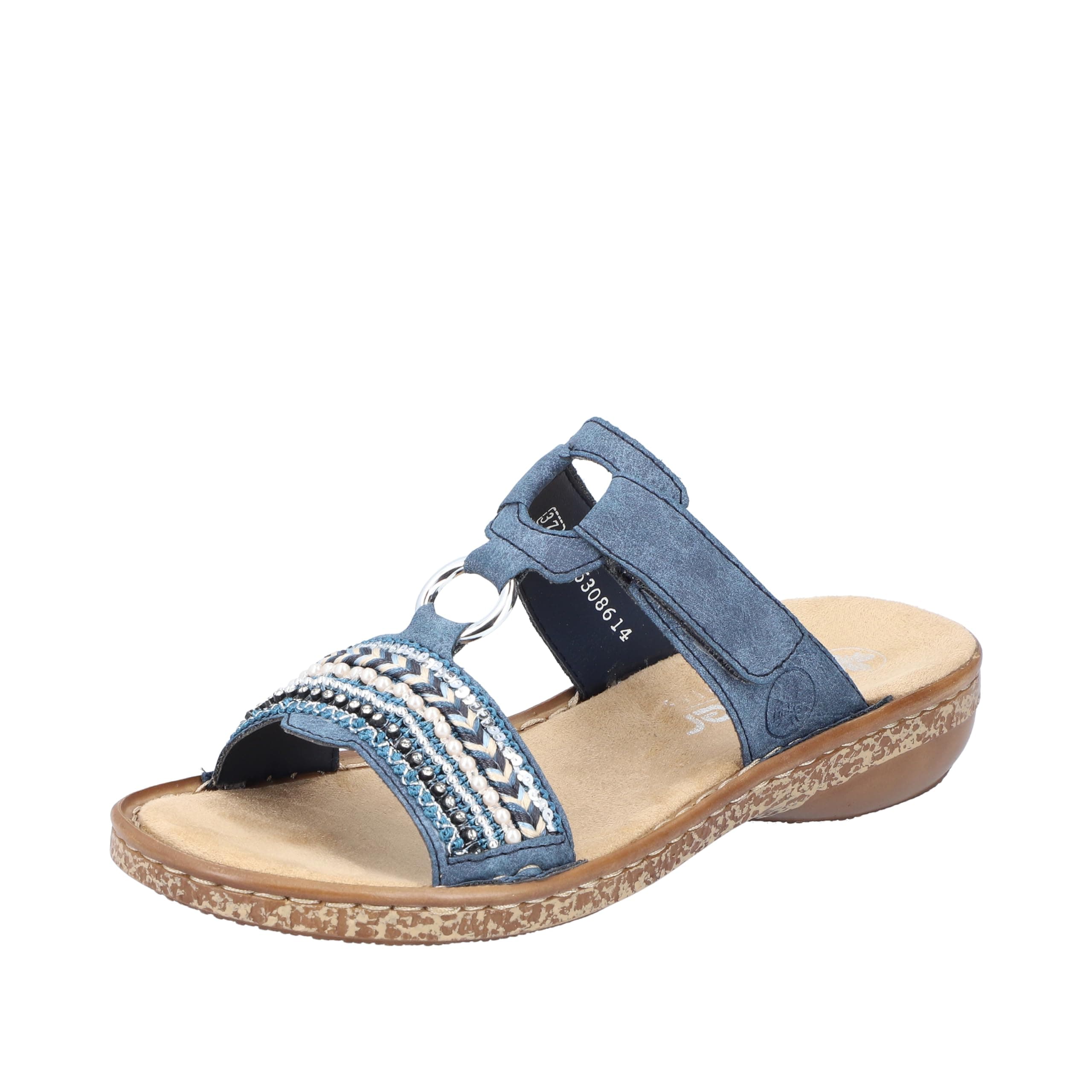 🌟 Angebot! Rieker Damen Pantoletten 628M6, Frauen Slip On 39 EU Blau