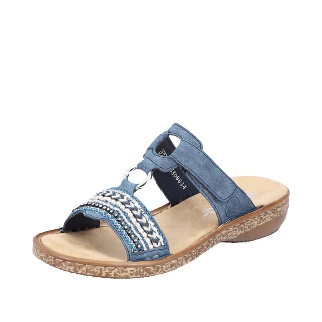 🌟 Angebot! Rieker Damen Pantoletten 628M6, Frauen Slip On 39 EU Blau