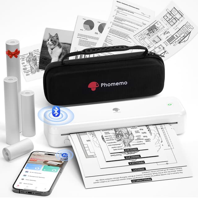 🖨️ Phomemo M834 Thermodrucker A4 - Mobiler Drucker für Unterwegs, Büro, Schule, Zuhause