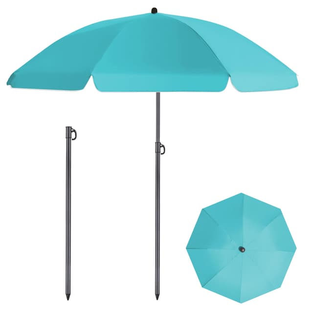 🌞🌂 HOMEDMO Sonnenschirm Strandschirm, Ø 140 cm Gartenschirm Marktschirm Türkis