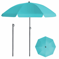🌞🌂 HOMEDMO Sonnenschirm Strandschirm, Ø 140 cm Gartenschirm Marktschirm Türkis Angebot bei HelloDeals
