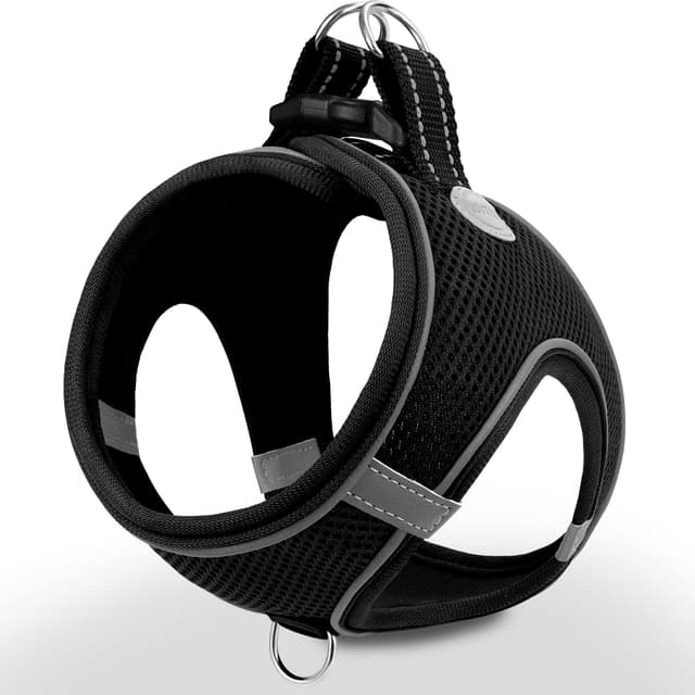 🐶🌟 Joytale Hundegeschirr, Reflektierend Weich Gepolstert Hunde Geschirr, Air-Mesh Atmungsaktiv Brustgeschirr für Kleine Mittelgroße Hunde, M, Schwarz M-Brust:42-47cm Schwarz 🌟🐶