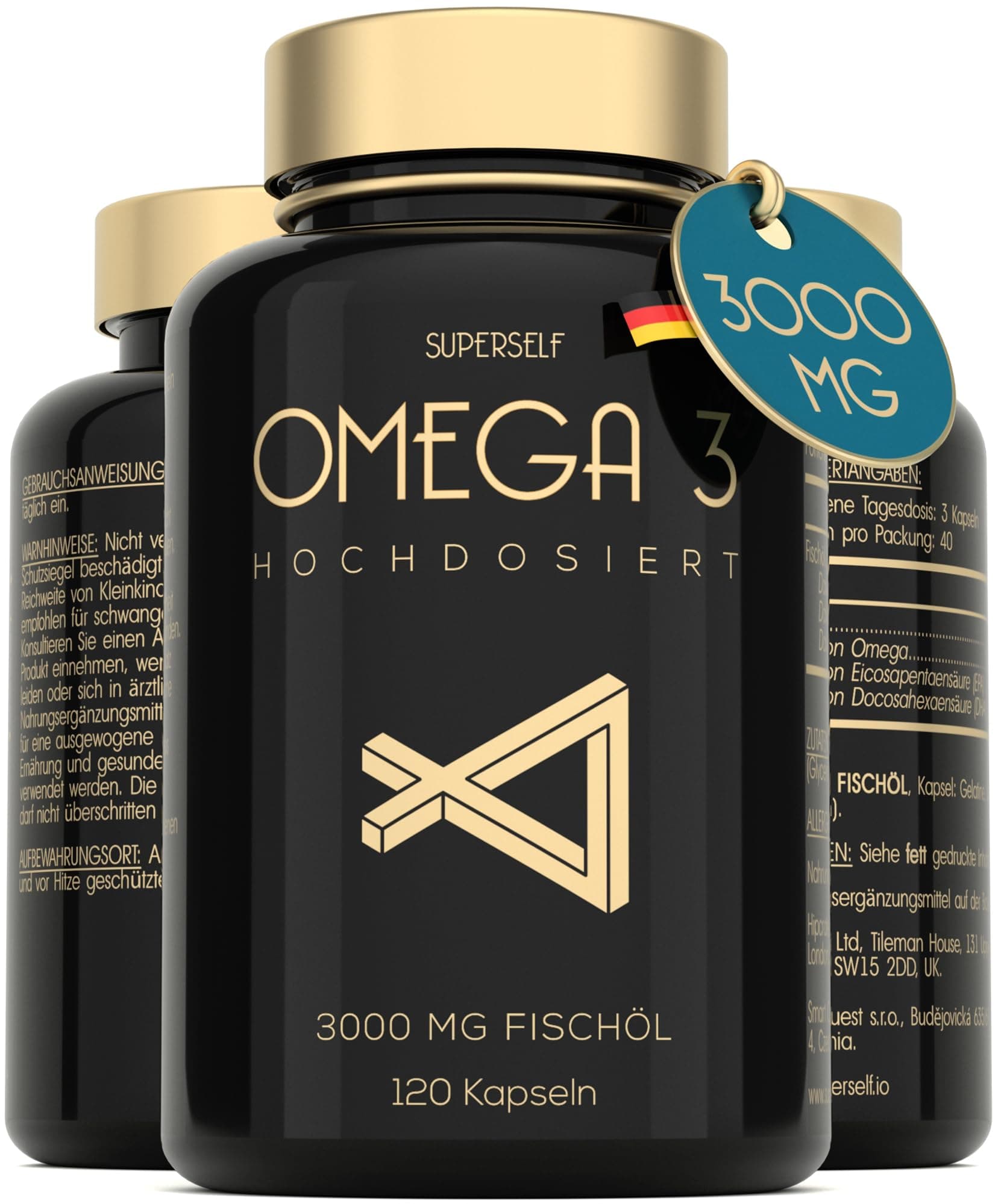 🐟 Omega 3 Kapseln Hochdosiert 3000mg - Premium Fischöl 120 Kapseln 🌿