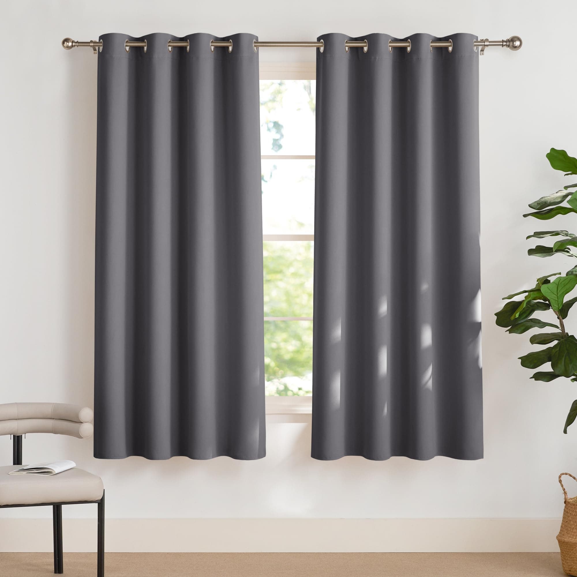 🌟 PONY DANCE Verdunklungsvorhänge 🌙 2er Set H 175 x B 140 cm Grau