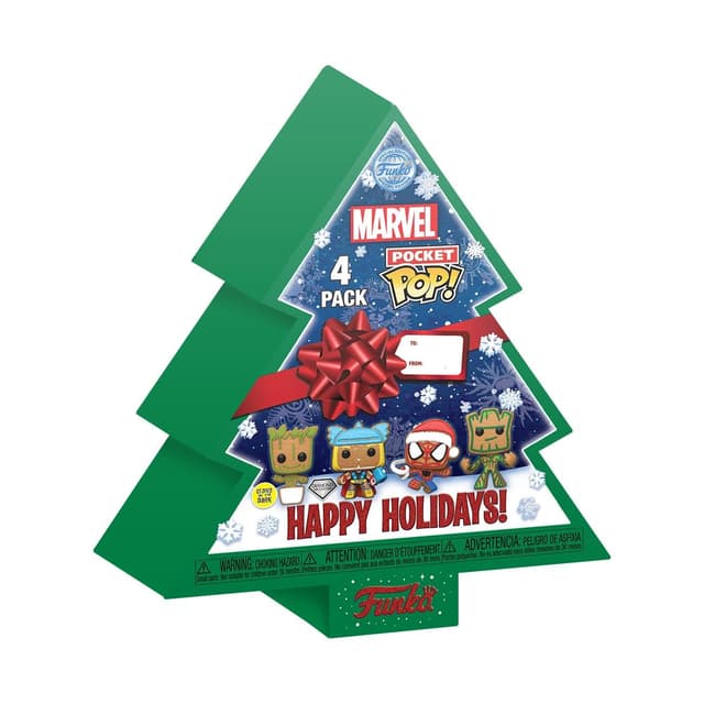 🌲🎁 Funko Pocket Pop! Marvel - Groot - Tree Holiday Box 4 Stück - Marvel Comics - Keychain - Neuartiger Schlüsselanhänger 🎄🎉
