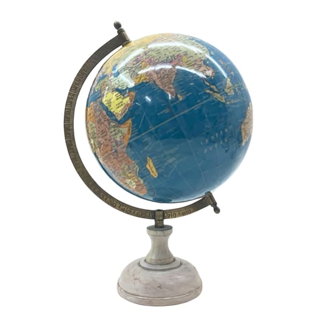 EXERZ 20cm Antiker Globus, Englische Karte, Ozeanblau mit Holzsockel (20 cm) 🌍🔍
