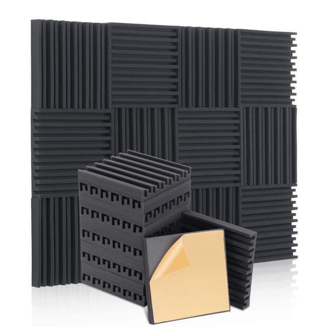 HERTBER - 24 Stück Akustikpaneele Selbstklebend Wandpaneele Schwarz 🎮🔊