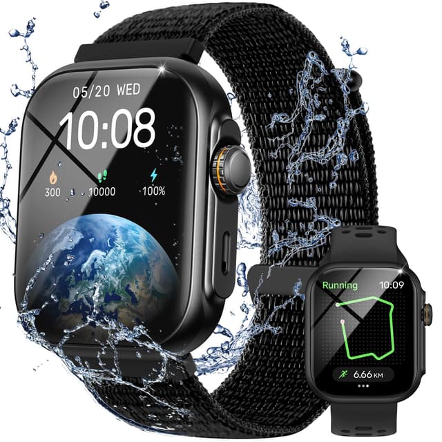 Parsonver Smartwatch für Damen Herren mit Telefonfunktion, Fitnessuhr mit GPS, 30M Schwimmend Wasserdicht, 1,85" Uhren mit 100+ Sportarten, Herzfrequenz, Schlafen, Smart Watch für Android & iOS Schwarz