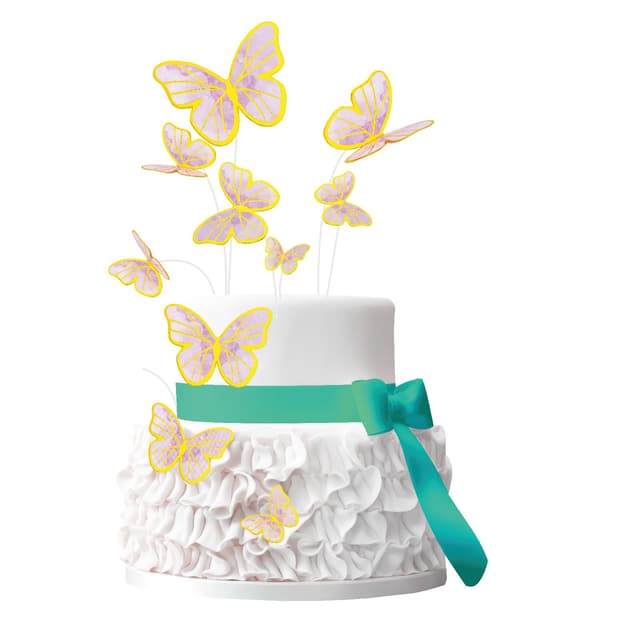 🦋 55 Stück 3D Schmetterling Cupcake Toppers in Rosa mit Goldrand 🎂