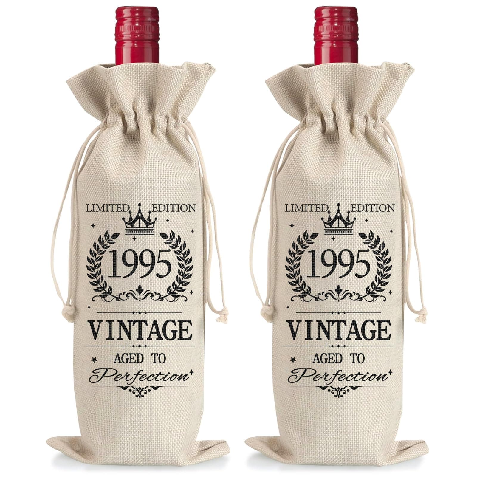 🎁 Geschenk zum 30. Geburtstag Mann und Frau - 2 Stück Jute Weinbeutel 🍷