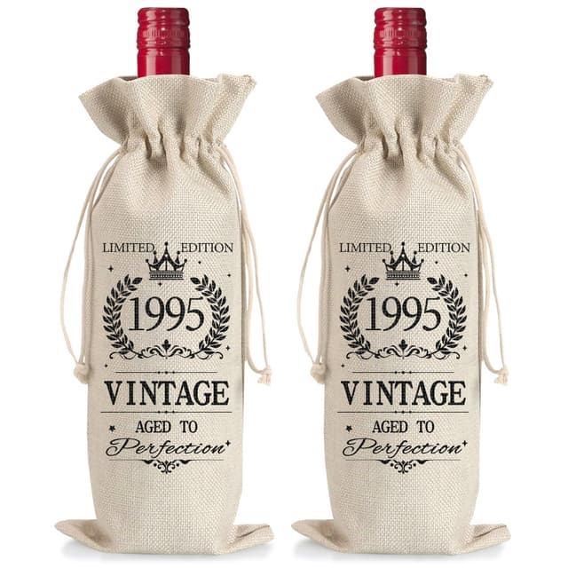 🎁 Geschenk zum 30. Geburtstag Mann und Frau - 2 Stück Jute Weinbeutel 🍷