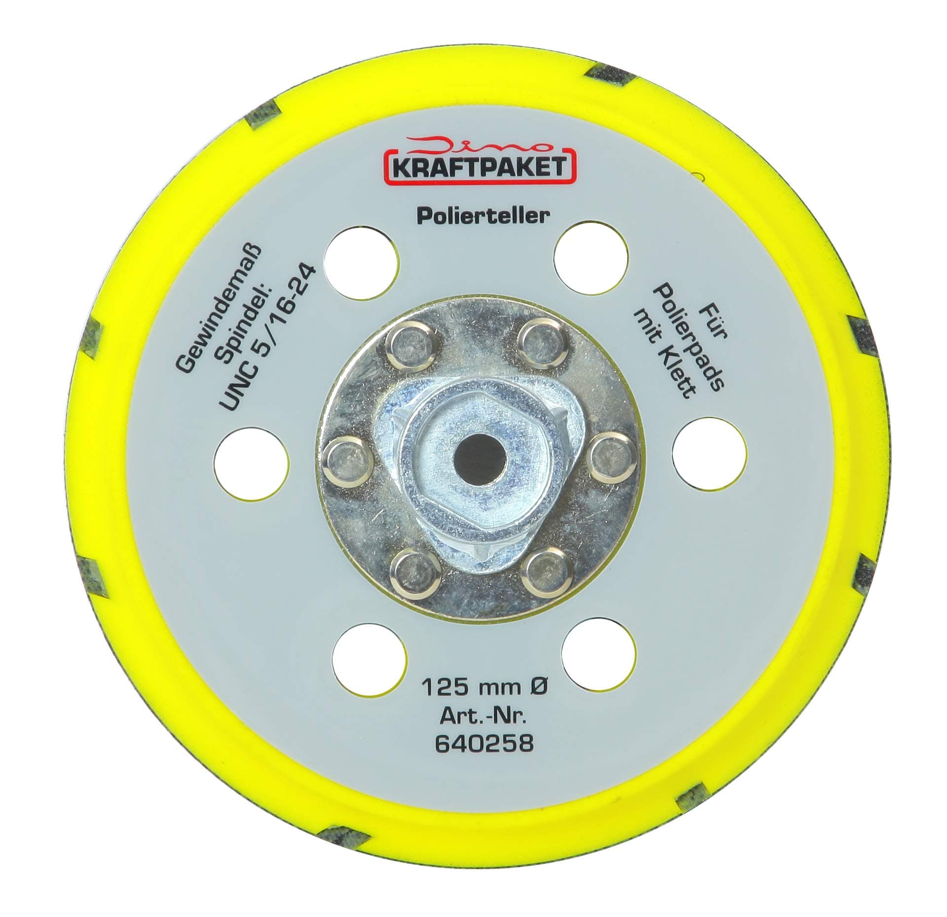 Dino KRAFTPAKET 640258 125mm-Stützteller-M8 mit Klett Polierteller für Exzenter Poliermaschine 🦖🔧