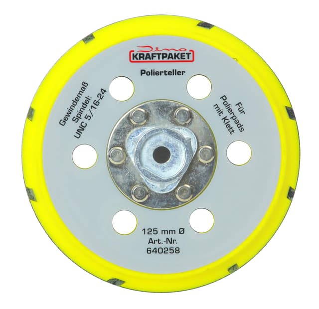 Dino KRAFTPAKET 640258 125mm-Stützteller-M8 mit Klett Polierteller für Exzenter Poliermaschine 🦖🔧