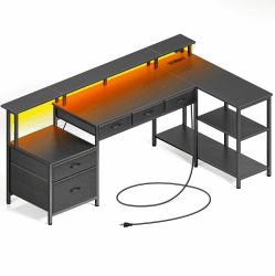 🎮 Rolanstar Schreibtisch L Form mit Schubladen, reversibler Gaming Tisch